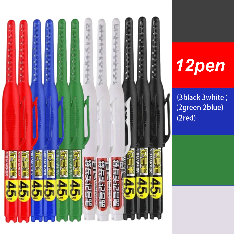 Whiteboard Marker Set - 12Pcs Multi-Purpose 45mm Deep Drill Hole
