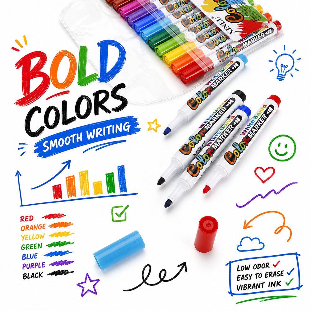 12 Colors Erase Whiteboard Mar - огляд і ціна Whiteboard Marker Set
